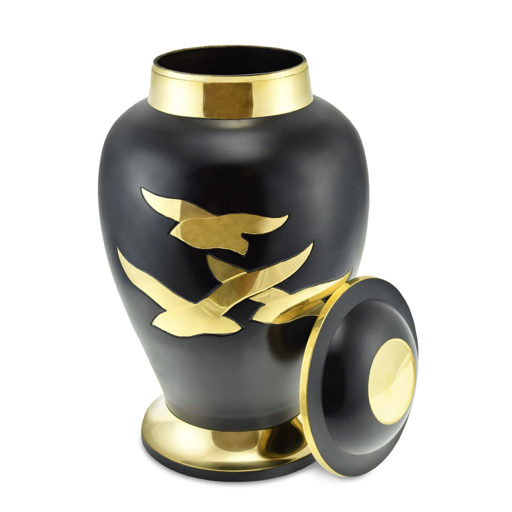 Black & Silver Atlas Brass Cremation Urn for newest Human Ashes